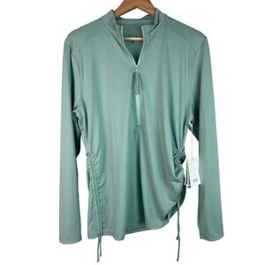 NWT Carve Designs Women's Size XL Haze Green UPF 50 Ruched Cruz Rashguard Top